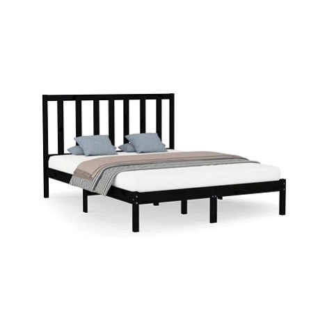 Rám postele černý masivní dřevo 160 × 200 cm, 3106782 SHUMEE