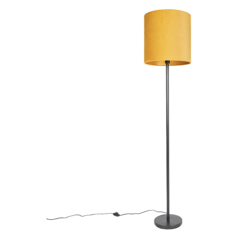 Art Deco stojací lampa černá se žlutým odstínem 40 cm - Simplo QAZQA
