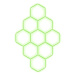Escape6 Kompletní LED hexagonové svítidlo zelené, rozměr 9 elementů 246 × 386 cm