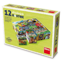 Mašinka - Dřevěné kostky 12 ks Dino Toys s.r.o.