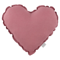Cotton & Sweets Lněný polštář srdce sytě růžová 44cm