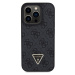 Guess PU 4G Strass Triangle Metal Logo kryt iPhone 15 Pro černý