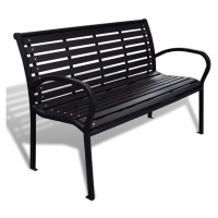 Zahradní lavička s ocelovým rámem černá,Zahradní lavička s ocelovým rámem černá