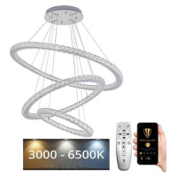 LED Stmívatelný lustr na lanku LED/210W/230V 3000-6500K stříbrná + DO