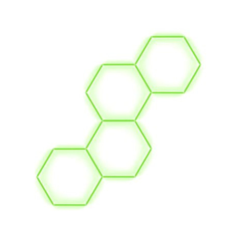 Escape6 Kompletní LED hexagonové svítidlo zelené, rozměr 4 elementy 166 × 288 cm