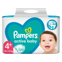 Pampers Active Baby vel. 4+ 10–15 ks dětské pleny 120 ks