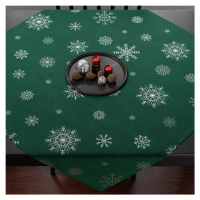 Vánoční ubrus na stůl SNOWFLAKE smaragdová/stříbrná 85x85 cm Mybesthome