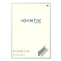 DANTIK rámeček 21 × 29,7, ALU profil 6030 Bílý matný sklo čiré