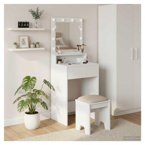 vidaXL Kosmetický stůl s policí Bílá 50 x 41 x 135 cm kompozitní dřevo