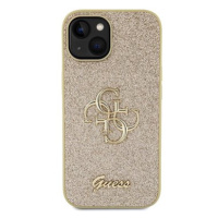 Guess PU Fixed Glitter 4G Metal Logo Zadní Kryt pro iPhone 13 Gold