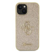 Guess PU Fixed Glitter 4G Metal Logo Zadní Kryt pro iPhone 13 Gold