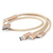 GEMBIRD Kabel USB A Male/Micro B + Type-C + Lightning, 1m, opletený, zlatý, blister