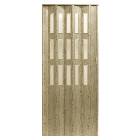 HOPA Plastové shrnovací dveře Matrix prosklené borovice rustikální 87 x 200 cm