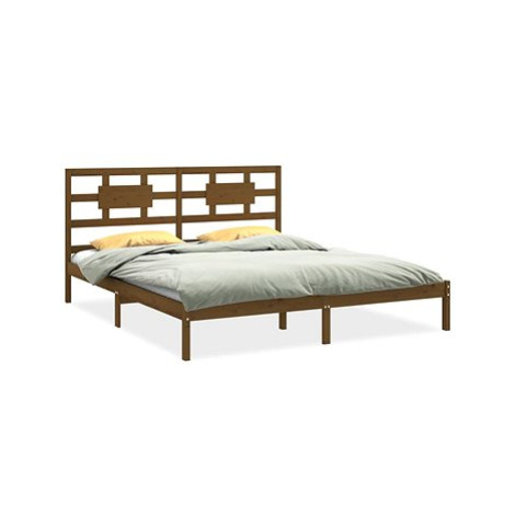 Rám postele medově hnědý masivní dřevo 200 × 200 cm, 3105688 SHUMEE