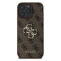 Guess PU 4G Metal Logo Zadní Kryt pro iPhone 16 Pro Brown