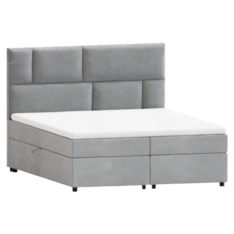 Světle šedá boxspring postel s úložným prostorem 180x200 cm Lola – Ropez