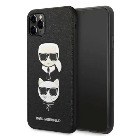 Kryt Karl Lagerfeld iPhone 11 Pro Max 6,5" black hardcase Saffiano Ikonik Karl&Choupette Head (K