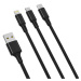 XO Kabel 3v1 XO USB-C / Lightning / Micro 2,4A, 1,2 m (černý)