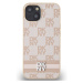 DKNY PU Leather Checkered Pattern and Stripe kryt iPhone 13 růžový