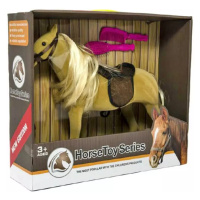 Kůň česací fliškový 38cm set se 2 hřebeny na česání v krabici plast