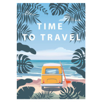 Ilustrace Time to travel Summer holidays vacation, VectorUp, 30 × 40 cm