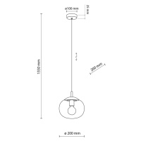 TK Lighting Závěsné svítidlo Vibe, grafitově šedé průhledné sklo, Ø 20 cm