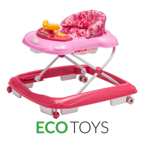 ECOTOYS Dětské vzdělávací chodítko s multimediálním panelem Eco Toys růžové