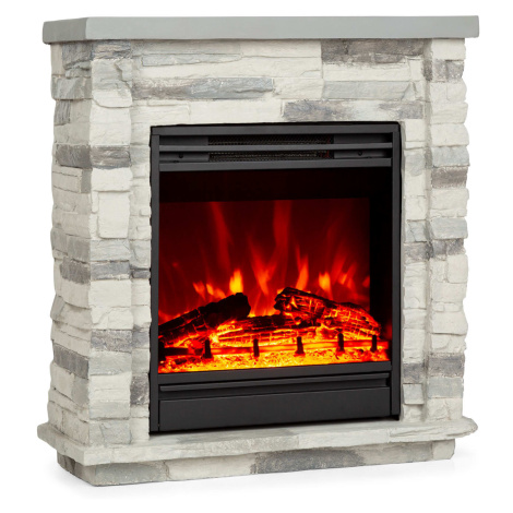 Klarstein Lienz, elektrický krb, 1800 W, vzhled kamene, dálkové ovládání, světle šedý