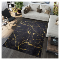 Tmavý moderní koberec s mramorovým vzorem