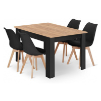 Jídelní stůl CRAFT se čtyřmi židlemi MARK černé / hnědé