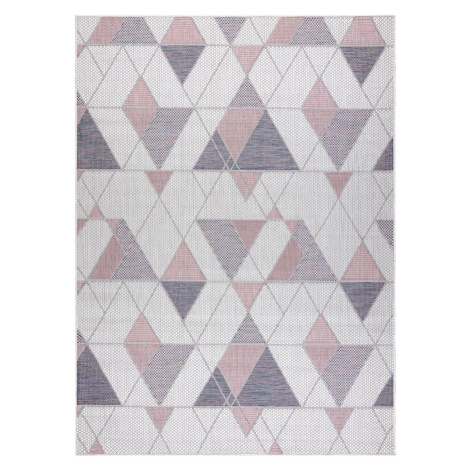 Dywany Łuszczów Kusový koberec Sion Sisal Triangles B3006A ecru/pink – na ven i na doma - 140x19