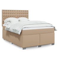 vidaXL Box spring postel s matrací cappuccino 140x200 cm umělá kůže