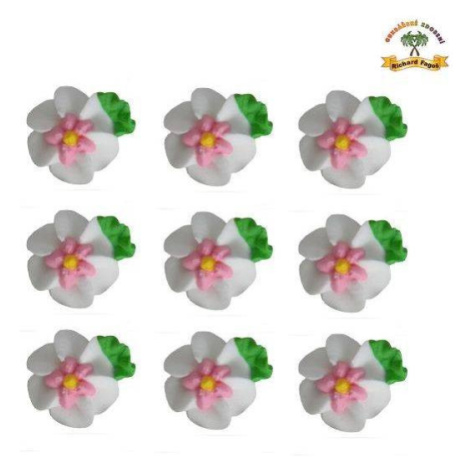 Cukrová dekorace květy bílé na platíčku 9ks - Fagos