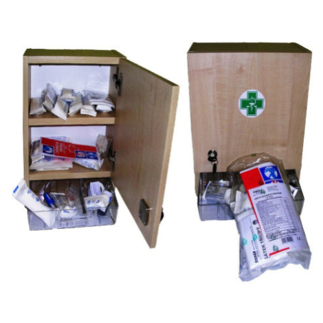 Lékárnička nástěnná dřevěná s náplní ZM20 20 osob Stepar