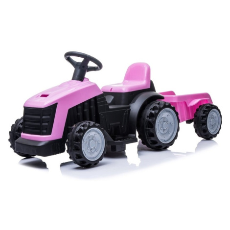 mamido  Dětský elektrický traktor s vlečkou růžový