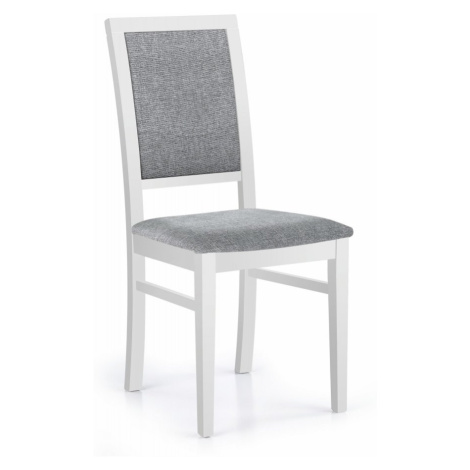 Jídelní židle SYLWEK – masiv, látka, více barev bílá / šedá