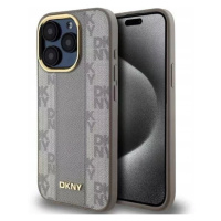 Dkny Leather Checkered Mono Pattern MagSafe Pouzdro pro Apple iPhone 15 Pro