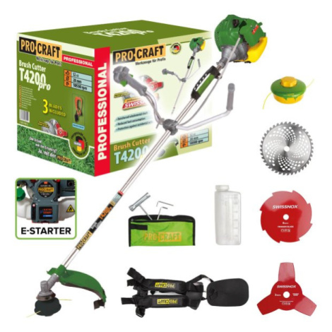 PROCRAFT T4200EL Pro benzínový motorový křovinořez s elektrickým startem
