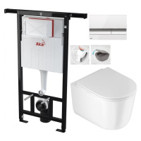 ALCADRAIN Jádromodul předstěnový instalační systém s bílým/ chrom tlačítkem M1720-1 + WC DEANTE 