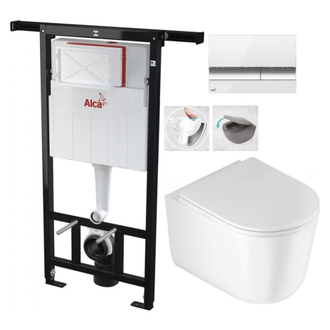 ALCADRAIN Jádromodul předstěnový instalační systém s bílým/ chrom tlačítkem M1720-1 + WC DEANTE  AKCE/SET/ALCA