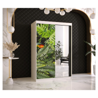 Šatní skříň Abi Paproc 2 Barva korpusu: Bílá, Rozměry: 120 cm, Dveře: Paproc - kapradina + zrcad