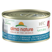 Almo Nature HFC Natural 12 x 70 g výhodné balení - tuňák, kuře a sýr