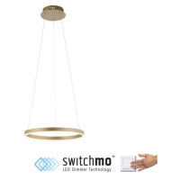 LEUCHTEN DIREKT is JUST LIGHT LED závěsné svítidlo matná mosaz, kruhové, pr.40cm, stmívatelné, S