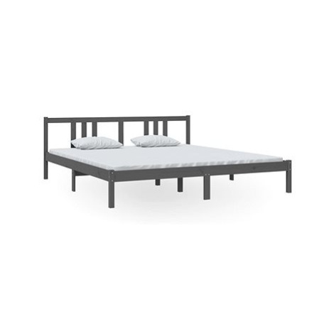 Rám postele šedý masivní dřevo 180 × 200 cm Super King, 814901 SHUMEE