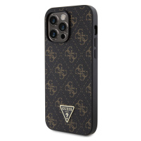 Zadní kryt Guess PU Leather 4G Triangle Metal Logo pro Apple iPhone 14 Pro Max, černá