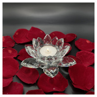 Křišťálové sklo - Svícen lotosový květ Exclusive, Bílá