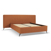 Čalouněná dvoulůžková postel s úložným prostorem a roštem 140x200 cm v cihlové barvě Walter – Mi