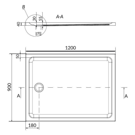 CERSANIT Sprchová vanička TAKO 120x90x4, obdélník CW S204-020