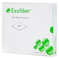 EXUFIBER 10X10 CM, 10KS, VYSOCE ABSORPČNÍ KRYTÍ Z HYDROVLÁK