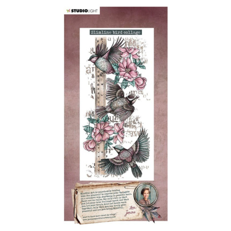 Gelové razítko Studio Light Inner Peace, 10,5 x 21 cm – ptáci a květiny